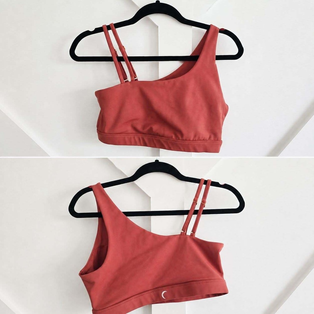 Zyia Active Sports Bra Women Large Rust Red Asymmetrical One Shoulder Strap